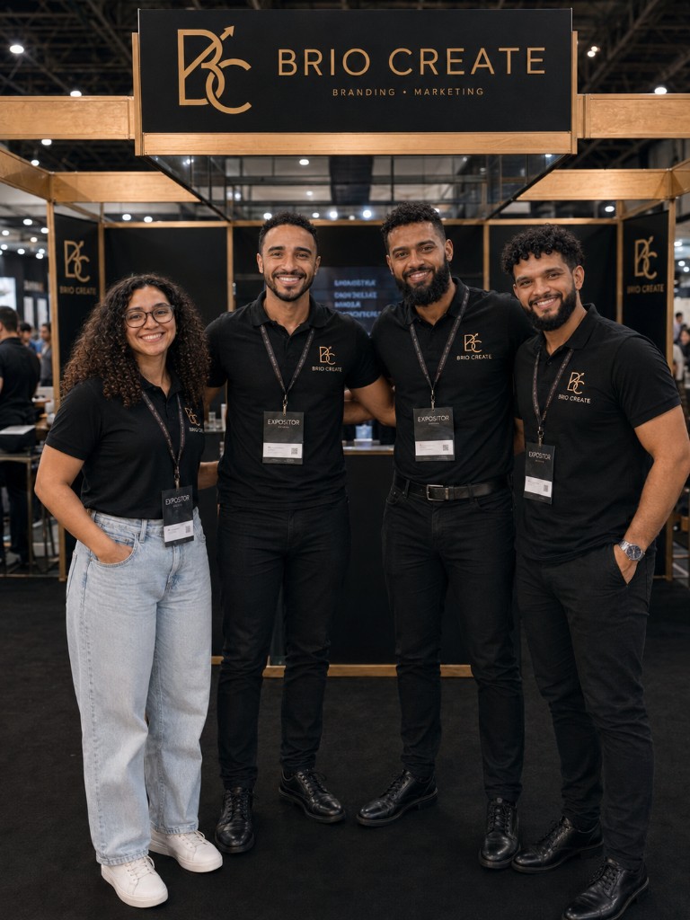 Equipe Brío Create em evento de branding e marketing